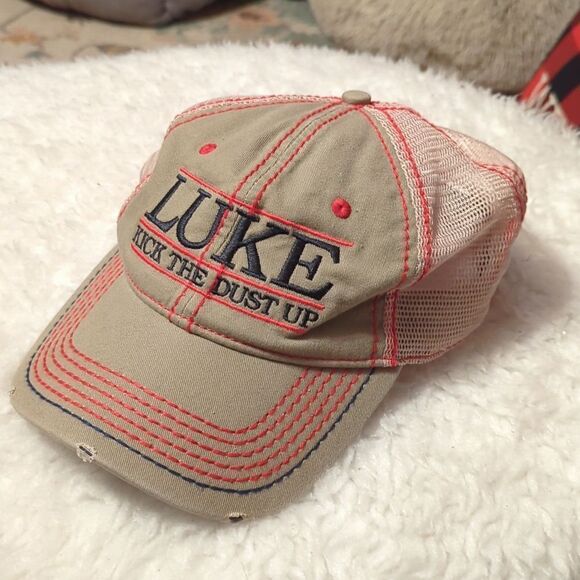Luke Bryan Kick the Dust Up Beige Mesh Strapback Adjustable Baseball Hat Music - Picture 7 of 9
